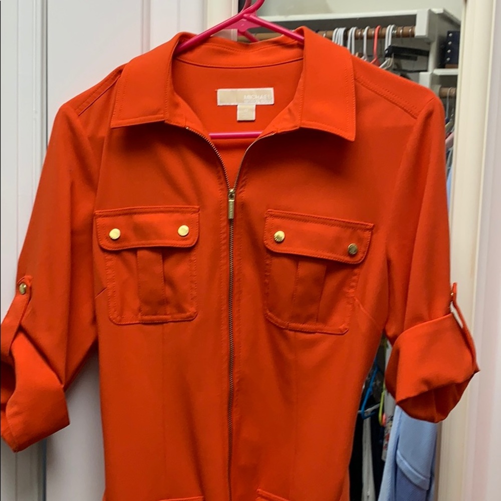 Dark orange zipper dress